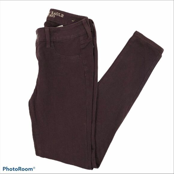 American‎ Eagle Burgundy Slim Fit Pants Size 4 - Picture 1 of 9